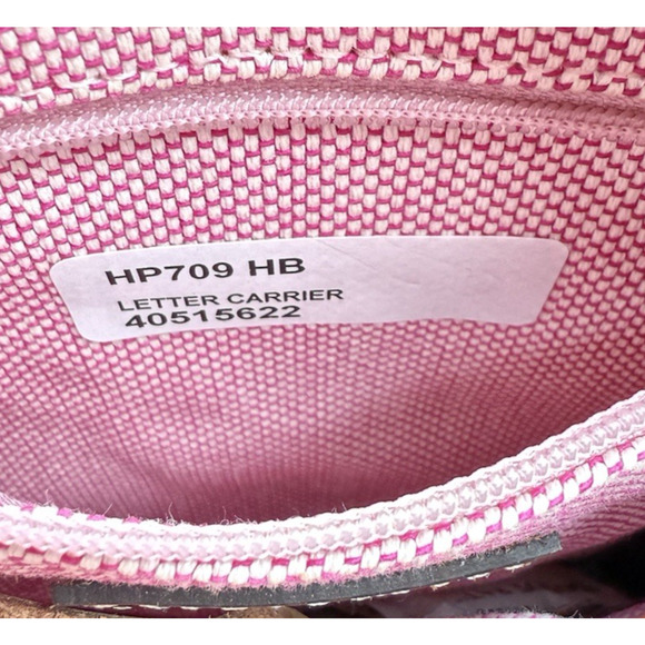 Dooney & Bourke Denim Monogram Letter Carrier Crossbody Brown Leather Trim Bag - Picture 11 of 11